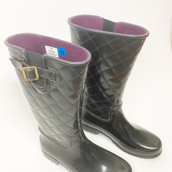 SPERRY TOPSIDER Nellie Black Quilted Rain Boots - Picture 3 of 12